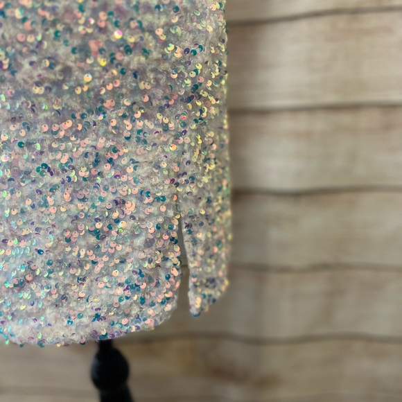 Women's one shoulder sequin bodycon dress NYE medium white - Picture 4 of 12